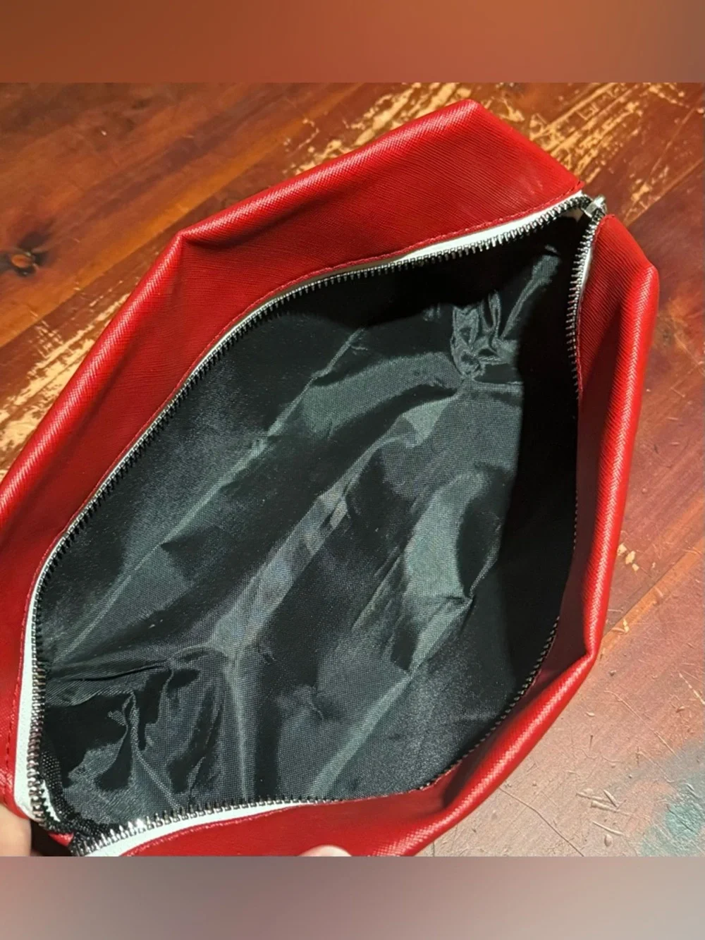 Red 'STUFF.' Zipper Pouch 9”